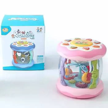 Детский световой музыкальный проекционный вращающийся ручной барабан, многофункциональные развивающие игрушки для раннего образования и успокоения младенцев и маленьких детей