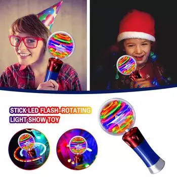 Детский светящийся шарик-игрушка-палка со светодиодной вспышкой и вращающимся световым шоу-игрушкой разноцветный