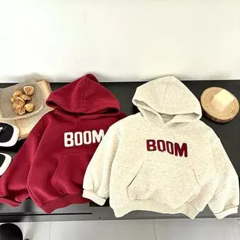 Детский свитер для мальчиков 1-8 лет, детский повседневный свободный свитер с капюшоном для малышей, свитер на осень и зиму, топ для девочек 80cm красный