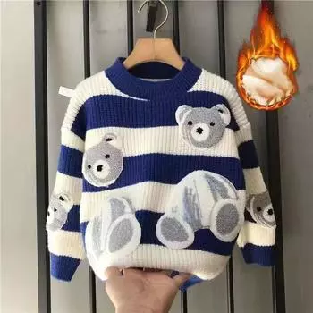 Детский свитер для мальчиков, стиль одежды, подкладка, осень-зима, круглый вырез, длинный рукав, утолщенная, модная детская рубашка 160cm чёрный