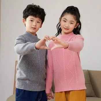 Детский свитер из 100% мериносовой шерсти, детский зимний пуловер из плотной шерсти, мягкие теплые осенние джемперы, вязаные топы 100 бежевый