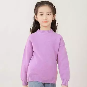 Детский свитер из 100% шерсти, водолазка, детский зимний толстый шерстяной вязаный пуловер, мягкий теплый осенний джемпер, вязаные топы с длинным рукавом 110 серый