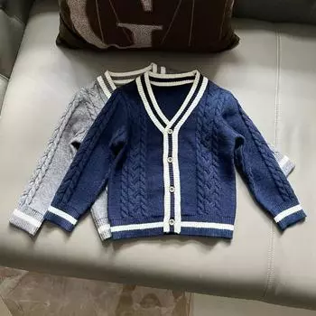 Детский свитер-кардиган, осень/зима 2023, повседневный свитер для мальчиков 90cm