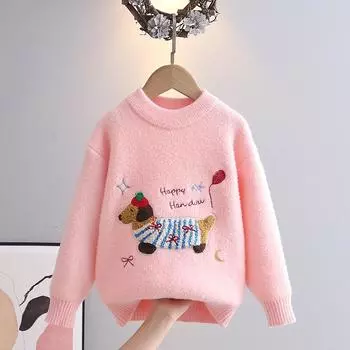 Детский свитер, нижняя часть рубашки, трикотажные рубашки для девочек, детская одежда с длинным рукавом на осень и зиму 110cm белый