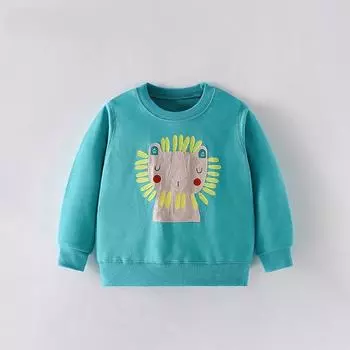 Детский свитер осень и зима новый круглый вырез рубашка европейский и американский детский повседневный длинный рукав осенний топ в стиле вестерн 100cm зелёный