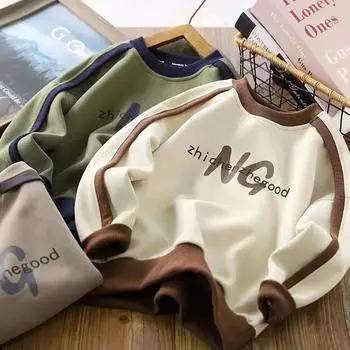 Детский свитер Популярный принт Детский свитер с капюшоном Детская одежда 130cm армия зеленый