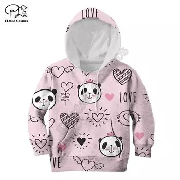 Детский свитер с длинными рукавами Panda In Love, мультяшный свитшот, спортивный костюм, футболки с капюшоном/семейные футболки 100