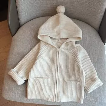 Детский свитер с капюшоном, кардиган, осень и зима, новый корейский стиль, модное универсальное однотонное повседневное простое пальто для мальчиков и девочек 90 вино красного