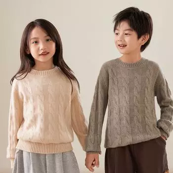 Детский свитер унисекс с круглым вырезом Qinghe кашемир 30% кашемир 70% шерсть детский осенне-зимний шерстяной пуловер мягкий и теплый 110 серый