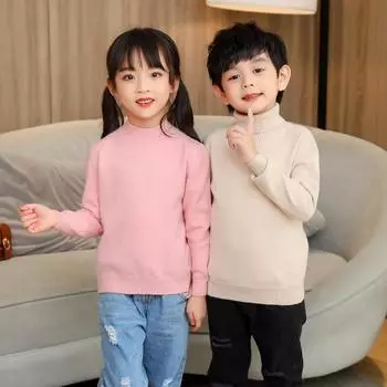 Детский свитер, водолазка, шерстяные свитера для мальчиков и девочек, детский зимний толстый шерстяной вязаный пуловер, мягкий теплый осенний джемпер, вязаный топ