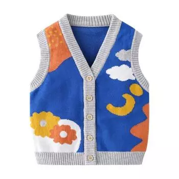 Детский свитер, жилет, детский вязаный кардиган, жилет, хлопковый свитер без рукавов 140
