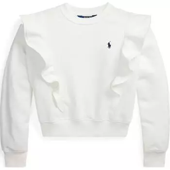 Детский свитшот Polo Ralph Lauren однотонный с логотипом, с круглым вырезом и длинными рукавами, белый 313957719001 XL