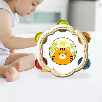 Детский тамбурин, барабан, колокольчик, тряска, раннее детское образование, ручная перкуссия розовый