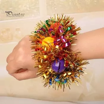 Детский танцевальный браслет с цветочным колокольчиком и сердцем, декор с блестками, яркие цвета, браслет с застежкой и пряжкой, Детская одежда для выступлений, аксессуар для вечеринки