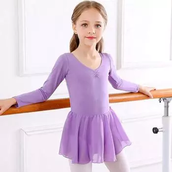 Детский танцевальный костюм, балетная юбка с длинными рукавами для девочек, тренировочный костюм 110