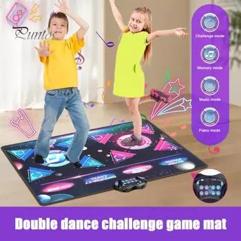 Детский танцевальный коврик с музыкальными режимами скорости, регулируемая реакция, тренировка, нескользящий, для 2 игроков, для детей и взрослых, электрический танцевальный коврик для соревнований розовый/синий