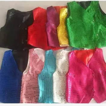 Детский танцевальный жилет в стиле хип-хоп с пайетками для мальчиков и девочек 140cm
