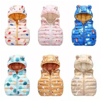 Детский теплый пуховый жилет, детский хлопковый жилет, верхняя одежда, жилет, куртки с капюшоном для мальчиков и девочек, жилет, одежда, зима-осень 110