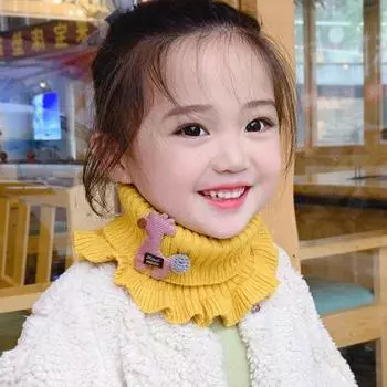 Детский теплый шарф с рисунком из мультфильмов, вязаный зимний шарф с оборками, утолщенный, для мальчиков серый