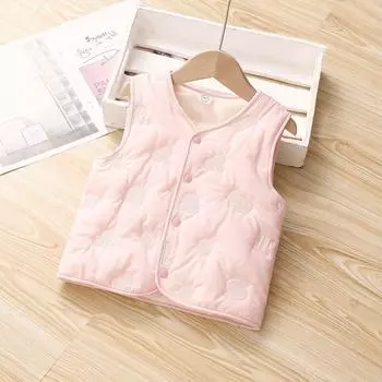 Детский теплый жилет 2023, осенне-зимний жилет для мальчиков и девочек 90cm розовый