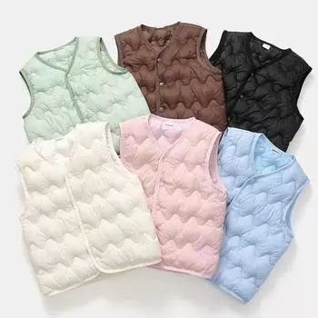 Детский теплый жилет, зимний утепленный жилет для девочек и мальчиков, верхняя одежда, детские подростковые хлопковые однотонные куртки, жилет для детей от 1 до 6 лет 90 коричневый