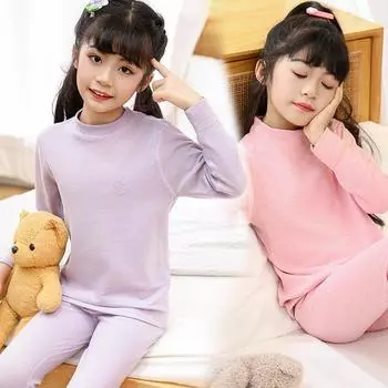 Детский термобелье из шелка и шерсти: Осенняя одежда и брюки для мальчиков и девочек, облегающие пижамы. 110 cm