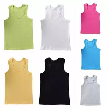 Детский топ для мальчиков и девочек, летний однотонный хлопковый жилет без рукавов, детская одежда 3T