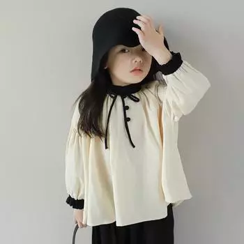 Детский топ-рубашка с длинными рукавами и круглым вырезом для девочек 15