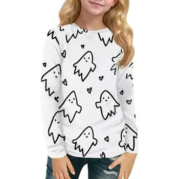 Детский топ с длинным рукавом, круглым вырезом, с принтом, повседневный 120