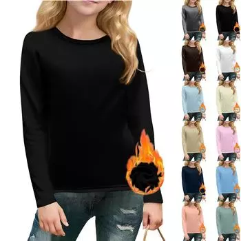 Детский топ с длинными рукавами и круглым вырезом, однотонный, повседневный 160 синий