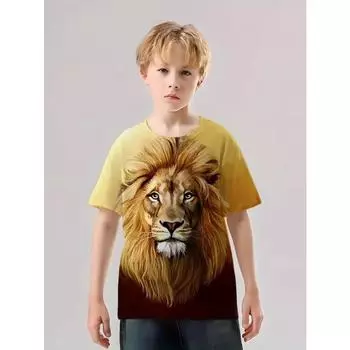 Детский топ с изображением собаки из мультфильма, модная летняя футболка с 3D-принтом, футболки для мальчиков, повседневные топы с коротким рукавом и круглым вырезом для девочек 170