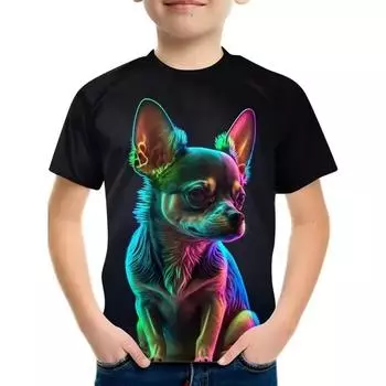 Детский топ с изображением собаки из мультфильма, модная летняя футболка с 3D-принтом, футболки для мальчиков, повседневные топы с коротким рукавом и круглым вырезом для девочек 170