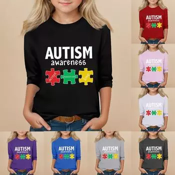 Детский топ с круглым вырезом и рукавами, на каждый день с принтом ко Дню святого Валентина 140