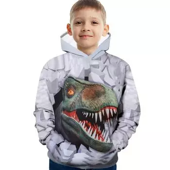 Детский топ с принтом динозавра в виде мультяшного мультяшного динозавра, толстовка с капюшоном для мальчика, весенняя толстовка с длинным рукавом, модные топы, детские свитера 100