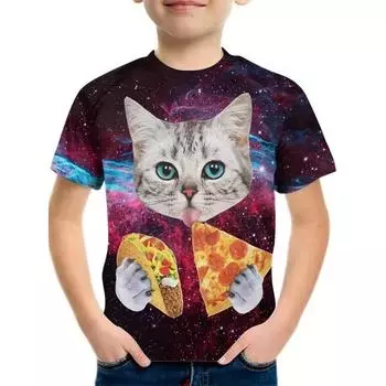 Детский топ с рисунком пожарной машины, модная летняя футболка с 3D-принтом, футболки для мальчиков, повседневные топы с коротким рукавом и круглым вырезом для девочек 170