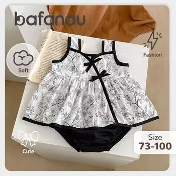 Детский топ-слинг без рукавов из хлопка с принтом для девочек, однотонные шаровары для младенцев, комплекты одежды для девочек bafanou 66143 73cm(6-12M)