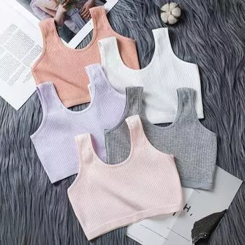 Детский тренировочный бюстгальтер для девочек, нижнее белье для подростков, жилет, нижнее белье для подростков, одежда для периода полового созревания, От 8 до 14 лет белый