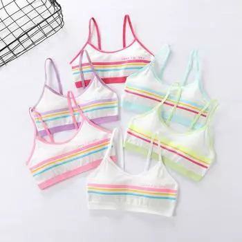 Детский тренировочный бюстгальтер для девочек-подростков, мягкое хлопковое дышащее нижнее белье для студентов-подростков One Size красный