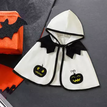 Детский тыквенный плащ с капюшоном, пончо, костюм на Хэллоуин, милый, ролевые игры, косплей White_Fit for height 90cm