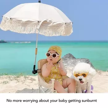 Детский уличный зонтик с кисточкой, бахрома, устойчивый к ультрафиолету, детский пляжный зонт для улицы, реквизит для фотосъемки, приморский сад слоновая кость