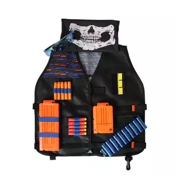 Детский утолщенный тактический жилет, аксессуары для уличных командных игр для пистолетов Nerf, серия N-Strike Elite Color:black чёрный