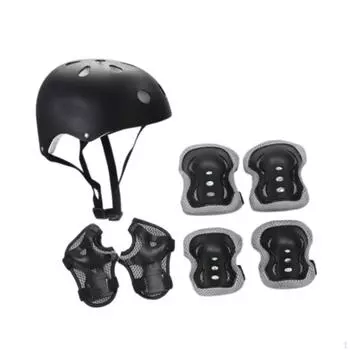 Детский велосипедный шлем комплект вентиляции для скейтбординга для спорта на открытом воздухе для мальчиков и девочек Black Gray