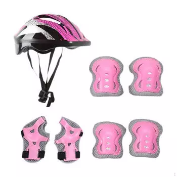 Детский велосипедный шлем наколенники набор велосипедный регулируемый спортивный запястье для активного отдыха красный