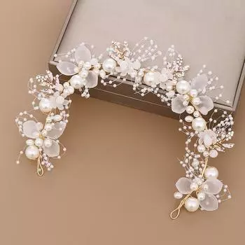 Детский венок для девочек, повязка на голову, тиара принцессы, украшение в виде короны, украшение для невесты, подружки невесты, свадебная фотография, праздничный головной убор для фото белый