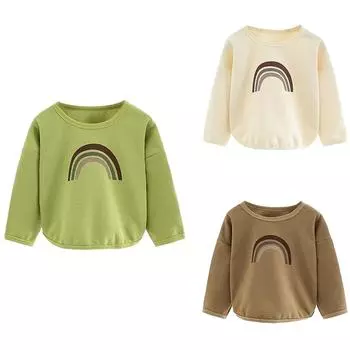 Детский весенне-осенний свитер, пуловер с длинными рукавами, футболка 90