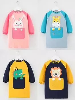 Детский водонепроницаемый фартук и нагрудник с длинными рукавами для рисования Medium (Ages 4-8)