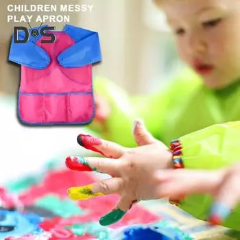 Детский водонепроницаемый художественный фартук с длинными рукавами, удобный в использовании универсальный халат для рисования для детей синий