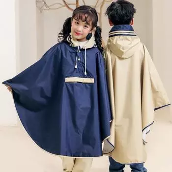 Детский водонепроницаемый плащ-пончо для девочек и мальчиков, водонепроницаемый детский дождевик-пончо с капюшоном, дождевик с местом для школьного ранца M синий
