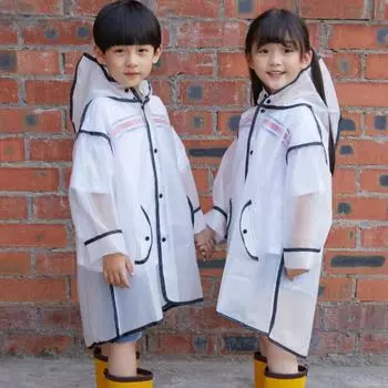 Детский водонепроницаемый плащ-пончо от дождя, детский прозрачный защитный чехол с капюшоном от дождя S чёрный