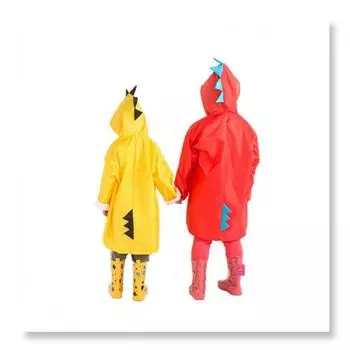 Детский водонепроницаемый ветрозащитный пончо, маленький динозавр, детский сад, детский плащ S красный